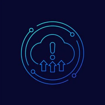 Warning, upload to cloud error icon, linear design イラスト素材
