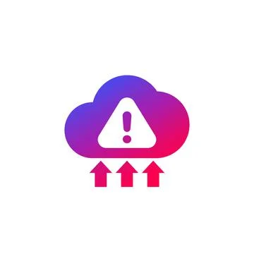 Warning, upload error icon with a cloud Stock Illustration