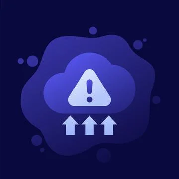 Warning, upload error icon with a cloud, vector Illustrazione stock