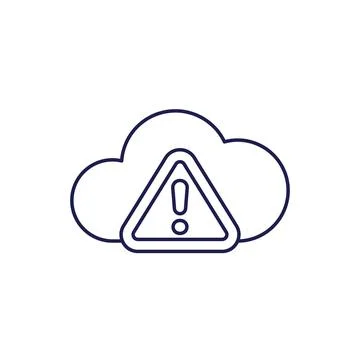 Warning, upload error line icon with cloud Stock Illustration
