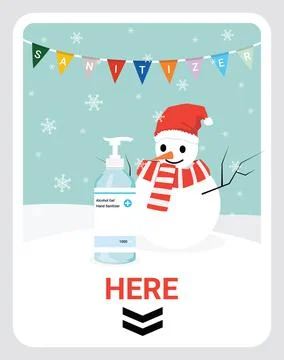 Warning upon entering Sanitize Hand Here sign to reduce spread of Covid-19 Stock Illustration