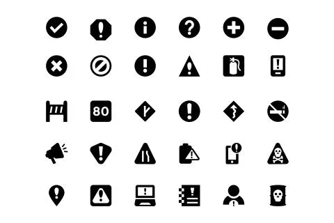 Warning Vector Icons Set Stock Illustration