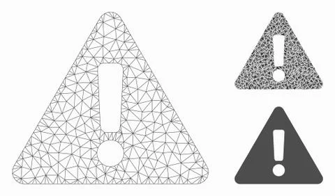 Warning Vector Mesh Wire Frame Model and Triangle Mosaic Icon Stockillustratie