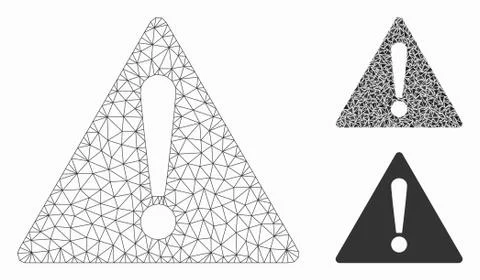 Warning Vector Mesh Wire Frame Model and Triangle Mosaic Icon Stockillustratie