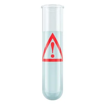 Warning water sample test tube. 3D rendering Stock Illustration