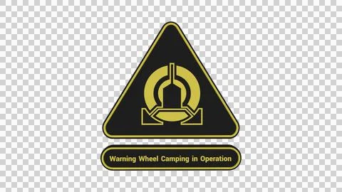 Warning wheel camping in operation Stock Illustration