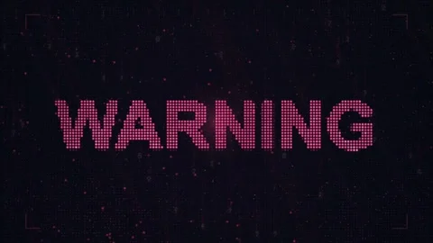 WARNING word on red LED dot matrix display motion background Stock Footage 338066050