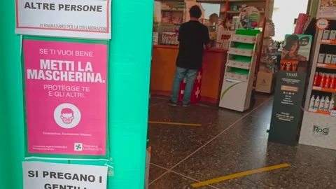 Warnings to enter the pharmacy Stock Footage 130377886