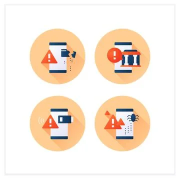 Warnings flat icons set Stock Illustration