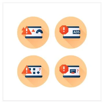 Warnings flat icons set Stock Illustration