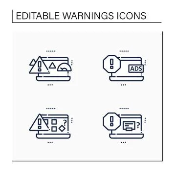 Warnings line icons set 스톡 일러스트