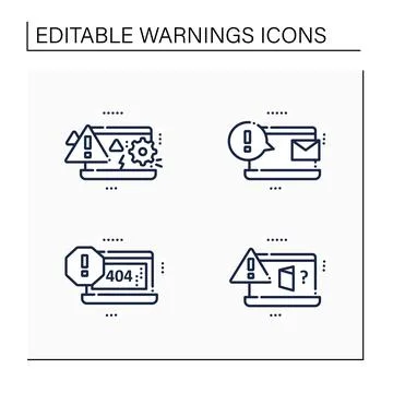 Warnings line icons set 스톡 일러스트