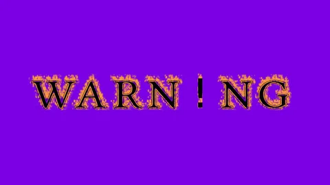 Warn!ng fire text effect violet background Stock Footage 136196896