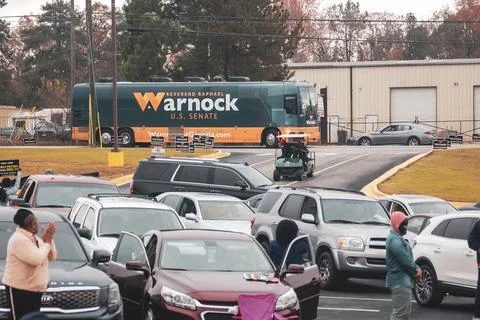 "Warnock" bus in the background Stock Photos