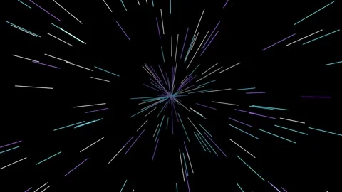 Warp speed light streaks flying on black background 4K Stock Footage 337119879