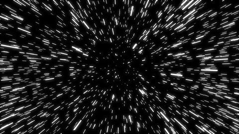 Warp speed starfield animation moving forward with light streaks. Stock Footage 322064795