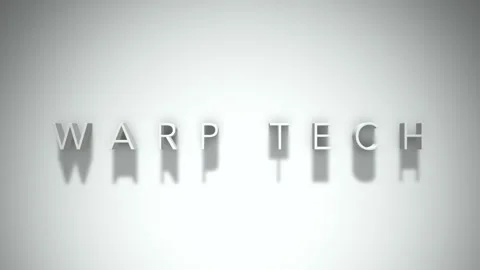 Warp Tech 3D title animation with shadows on a white background Stock Footage 296637075