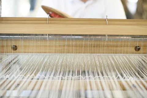 Warp Threads Aligned in Loom Reed Stock Photos