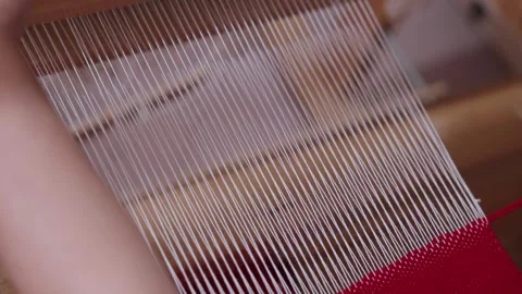 Warp Threads Framing Traditional Handloom Weaving Stock Footage 340391367