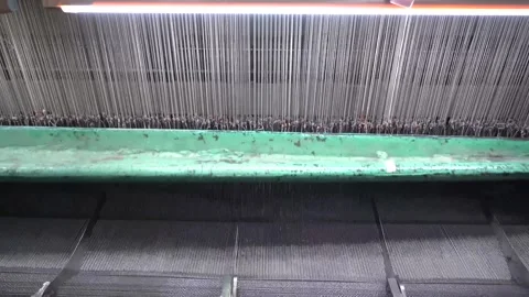 Warp Threads Through Reed On Green Loom Vídeo Stock 339222469