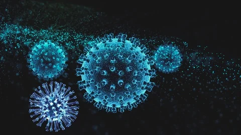 Warped celled virus structure in neon light Stock Footage 125558185
