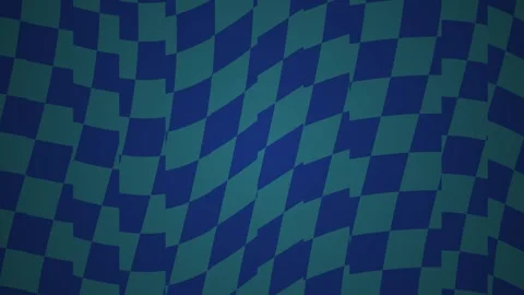Warped Checkered Pattern Background Blue Green Abstract Motion. Stock Footage 334544727