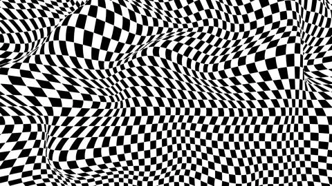 Warped checkered pattern. Optical illusion trippy background. Vector wave 스톡 일러스트