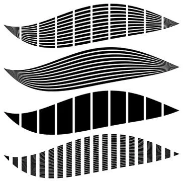 Warped, distorted rectangles, vertical, horizontal lines. Set of different EQ Stock Illustration