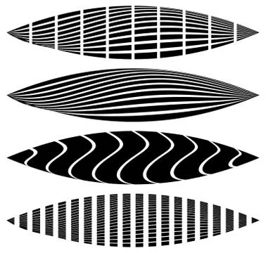 Warped, distorted rectangles, vertical, horizontal lines. Set of different EQ Stock Illustration