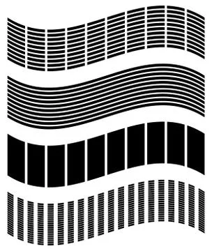 Warped, distorted rectangles, vertical, horizontal lines. Set of different EQ Stock Illustration