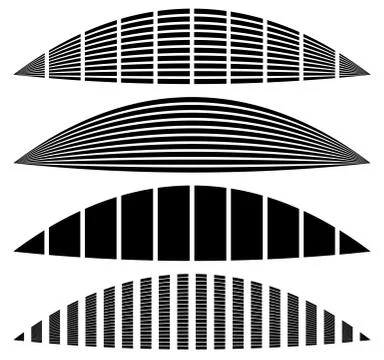 Warped, distorted rectangles, vertical, horizontal lines. Set of different EQ Stock Illustration