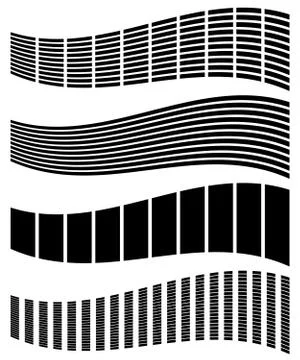 Warped, distorted rectangles, vertical, horizontal lines. Set of different EQ Stock Illustration