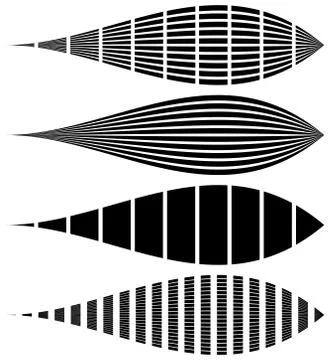 Warped, distorted rectangles, vertical, horizontal lines. Set of different EQ Stock Illustration
