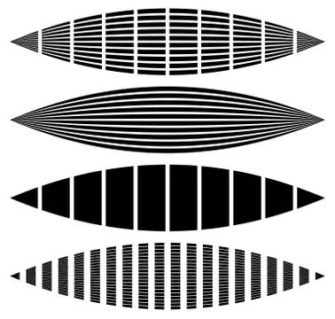 Warped, distorted rectangles, vertical, horizontal lines. Set of different EQ Stock Illustration