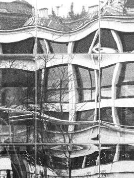 Warped glass facade reflection Photos