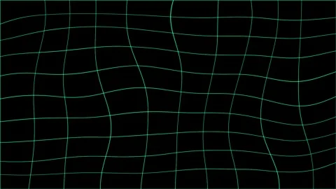 Warped green grid pattern with black copy space in center during digital an.. Stock Footage 340940037
