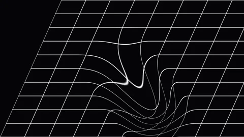 Warped grid distortion effect over black background with cinematic motion a.. Video stock 341663747