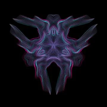 Warped parametric glitch shape. Illustrazione stock