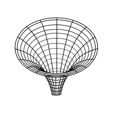 Warped perspective funnel visualizing space time distortion Stock Illustration