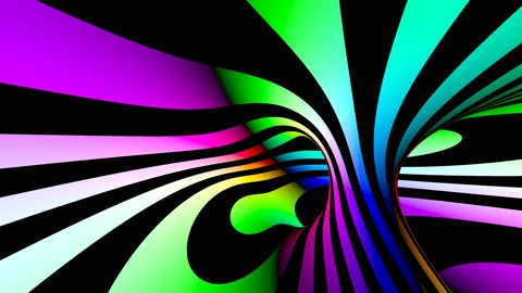 Warped Stretch Interior Donut With Stripes Rainbow Walls Stock Footage 139714165