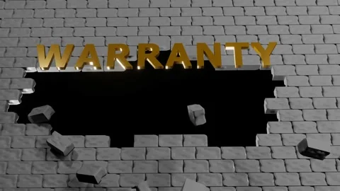 Warranty text move Through wall 3D Render animation Stock Footage 139761377