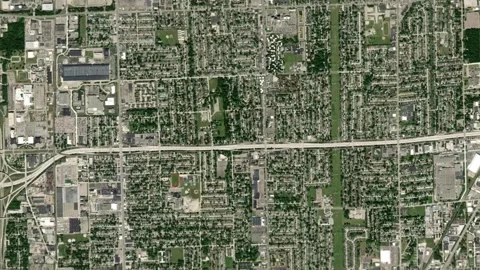 Warren City Map Zoom (MI, USA) from Space to Earth (no pin, no text) Stock Footage 339747378