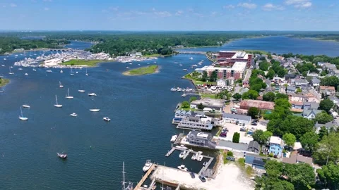 Warren town aerial view, Rhode Island, USA 스톡 동영상 343891248