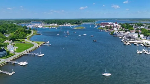 Warren town aerial view, Rhode Island, USA 스톡 동영상 343891329