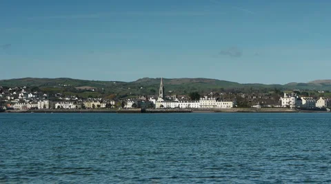 Warrenpoint NI, from Omeath, Eire. Stock Footage 4858089