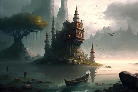 Warrens By A Large River Stock Illustration