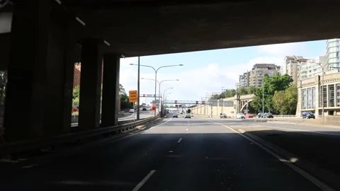 Warringah freeway driving and entering the Sydney Harbour bridge in a car 4k. Stock Footage 146508223