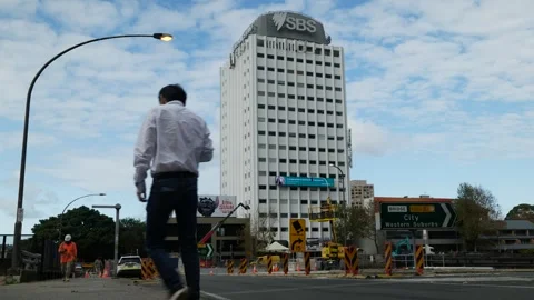 Warringah Freeway Upgrade next to SBS building in Sydney 6K Video stock 309211122
