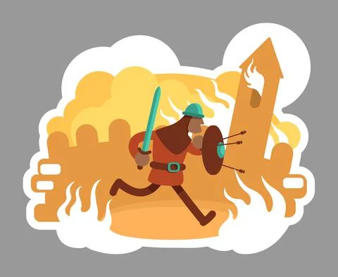 Warrior 2D vector web banner, poster Illustrazione stock