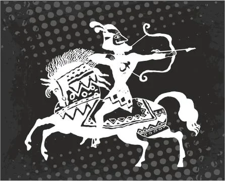 Warrior archer on horseback. Stock Illustration